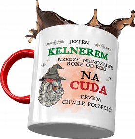 Piros Bögre A Pincérnek Várni kell Egy Pillanatot Nyomtatott Fotóval