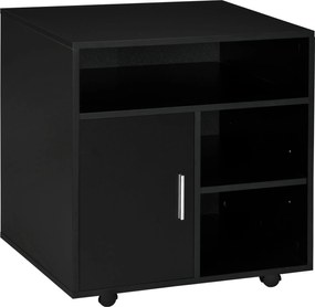 HOMCOM Nyomtatóállvány Szervező Iroda Szekrény 3 Polccal + Nagy Felső Polccal Forgácslapból, Fekete | Aosom