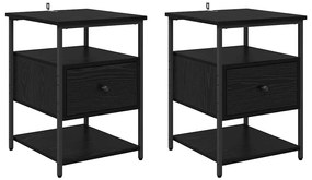 Éjjeliszekrény 2 pcs Musta tammi 40 x 42 x 56 cm Faanyag