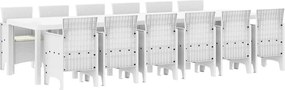 vidaXL Kert étkező szett 13 pcs Fehér Polt rattan
