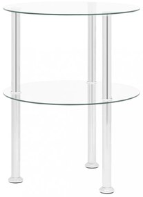 3227872-tier side table transparent 38 cm tempered glass