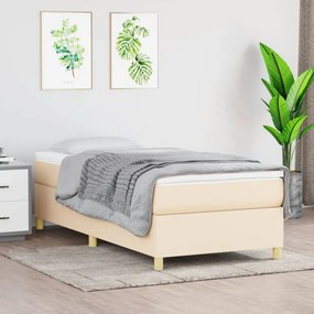 krémszínű szövet rugós ágy matraccal 80 x 200 cm