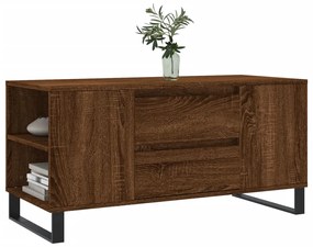 Barna tölgyszínű szerelt fa dohányzóasztal 102 x 44,5 x 50 cm