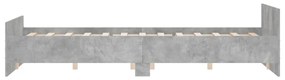betonszürke ágykeret fej- és lábtámlával 160 x 200 cm