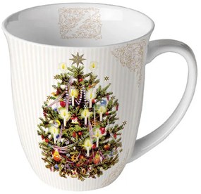 Karácsonyi porcelán bögre X-Mas Tree Cream