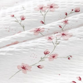 Goldea krepp ágyneműhuzat - cseresznyevirágok 140 x 200 és 70 x 90 cm