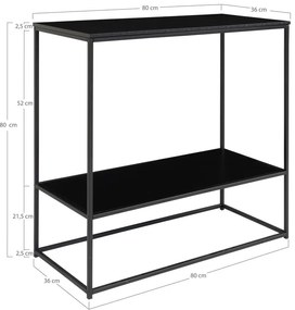 Fekete konzolasztal fekete asztallappal 80x36 cm Vita – House Nordic