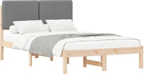 vidaXL Ágykeret Kárpitozott Fejtámlával Világosszürke 135 x 190 cm