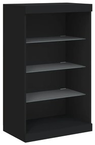 fekete tálalószekrény LED-világítással 60,5 x 37 x 100 cm