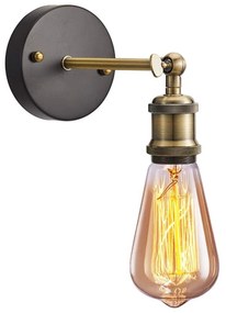 Szerszámlámpa - fém fali lámpa E27 60W Loft APP618-1W, retro arany-fekete, OSW-03797