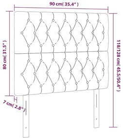 sötétszürke szövet LED-es fejtámla 90x7x118/128 cm