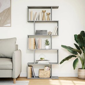 5 szintes betonszürke fa térelválasztó könyvespolc 70x24x161 cm