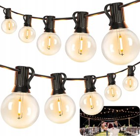 Fényfüzér kerti lámpa 30m 50+2 Led izzó G40 IP44