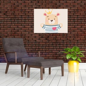 Kép - Teddy maci koronával (70x50 cm)