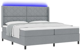Boxspring Ágy Matraccal &amp; LED Fény Szürke 200x200 cm Szövet