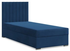 Agen egyszemélyes ágy, bársony, ágyneműtartóval, kék