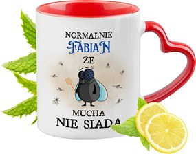 Fábiánnak Piros Bögre Szív Alakú Füllel Ajándék