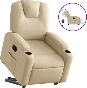 vidaXL elektromos felállást segítő krémszínű szövet dönthető fotel