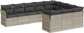 vidaXL 10 részes világosszürke polyrattan kerti ülőgarnitúra párnákkal