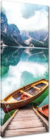 Vászonkép 40x100 Csónak a hegyi tavon