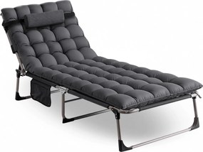 Leżak Ogrodowy Łóżko Polowe VENUS Szare