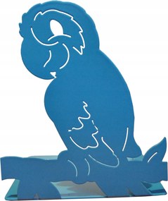 Dekoratív fém könyvtámasz, kék papagáj