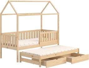Nemos egyszintes gyerekágy, kihúzható - fenyőfa / 90x200