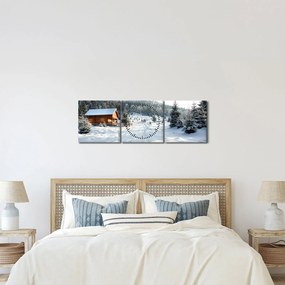 Kép - Hegyi kunyhó (órával) (90x30 cm)