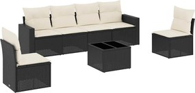 vidaXL 7 részes fekete polyrattan kerti ülőgarnitúra párnával
