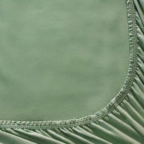 Goldea jersey körgumis lepedő - khaki színű 120 x 200 cm