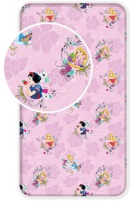 Rózsaszín gumis pamut gyerek lepedő 90x200 cm The Pincesses "Pink" – Jerry Fabrics