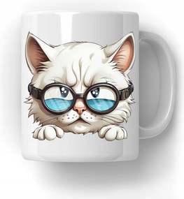 Bögre Macska a szemüvegben Ajándék Macska Ajándék
