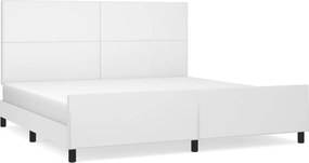 vidaXL fehér műbőr ágykeret fejtámlával 200x200 cm