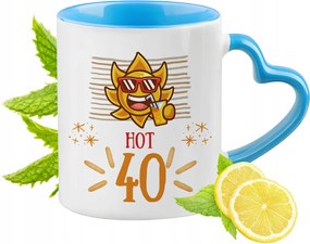 Születésnap 40 40-es Kék Bögre Szív Alakú Füllel Ajándék