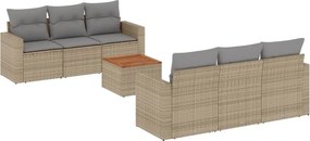 vidaXL 7 részes bézs polyrattan kerti ülőgarnitúra párnákkal