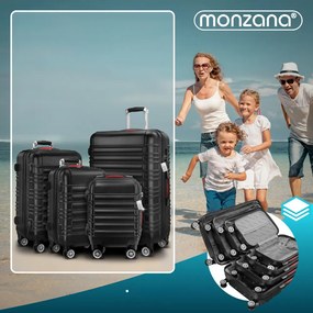 AERO keményfedeles bőröndszett, 4 részes, ABS, fekete Monzana