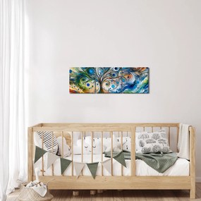 Kép – Színes energikus fa (órával) (90x30 cm)