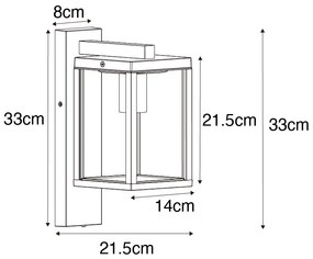 Kültéri fali lámpa rozsdabarna IP44 szürkületi érzékelővel - Charlois