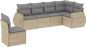 vidaXL 6 részes bézs polyrattan kerti ülőgarnitúra párnával
