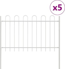 vidaXL Kerti Kerítés 5 pcs Fehér 8,5 x 0,8 m Porfestett acél