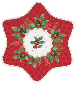 Karácsonyi porcelán kínáló csillag tálca Christmas Berries