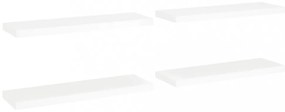 4 db fehér MDF lebegő fali polc 80 x 23,5 x 3,8 cm