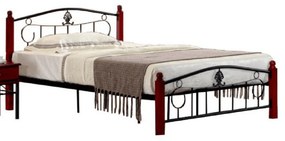 Fém ágy ágyráccsal, 140x200, MAGENTA