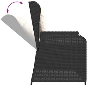 Kerti pad párnával Fekete Poli rattan
