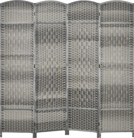 HOMCOM 4-Panel Hajtható Képernyő 180x180 cm Szobaelválasztó Privacy Screen Polipropilén Irodához Hálószobába Szürke Mix | Aosom