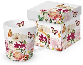 Virágos pillangós porcelán bögre 400 ml díszdobozban Illusion