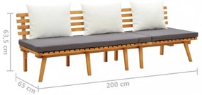 tömör akácfa kerti heverő 200 x 65 cm