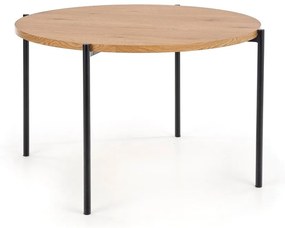 Asztal Houston 728Arany tölgy, Fekete, 76cm, Közepes sűrűségű farostlemez, Fém