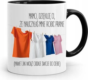 Fekete Bögre Anyukáknak Köszönöm, Hogy Megtanítottál fényképes nyomattal