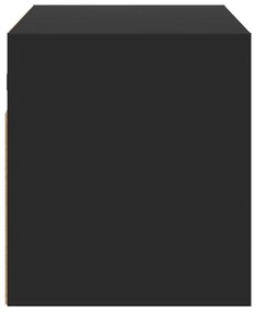fekete fali TV-szekrény LED-világítással 80x31x35 cm